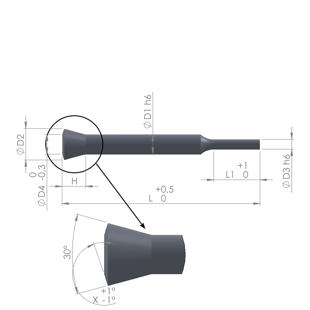 Punch With 30° - Head With Shape